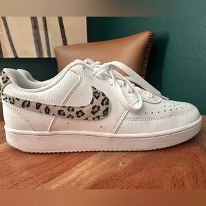 Nike Court Vision Low Leopard Swoosh Sneakers Size 9.5